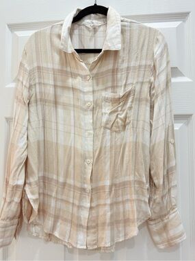Splendid Ava Button Down Plaid Long Sleeve Shirt